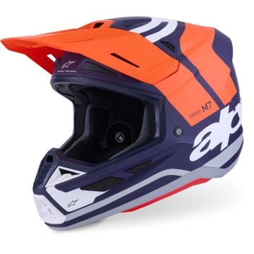 Alpinestars S-M7 Core Naranja Mate Azul Casco Motocross