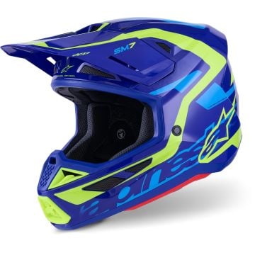 Alpinestars S-M7 Deed Azul Amarillo Casco Motocross