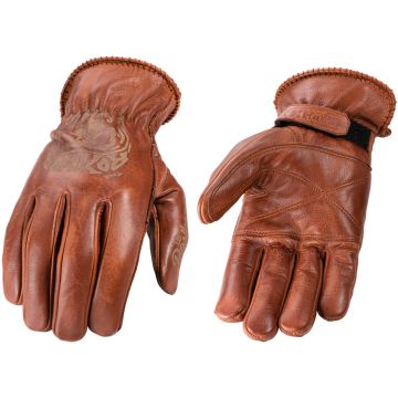 ROKKER Tattoo Skull Braun Handschuhe