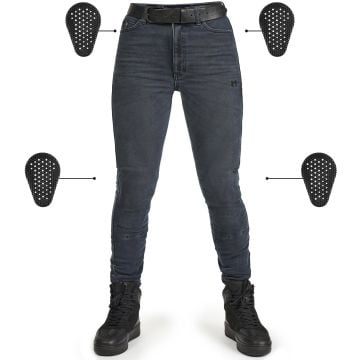 Pando Moto Kaya Slim Graphite Ladies Motorcycle Jeans