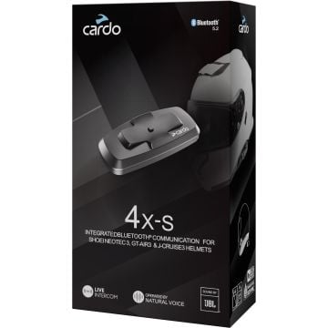 Cardo 4X-S Bluetooth Communication System Single Pack for Shoei Gen 3 Motorcycle Helmets