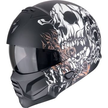 Scorpion EXO Combat II Genesis Noir Blanc Orange Casque Jet