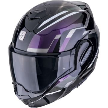 Scorpion EXO-Tech Evo Furio Noir Purple Argenté Casque Modulable