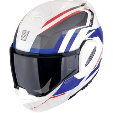Scorpion EXO-Tech Evo Furio Blanc Rouge Bleu Casque Modulable