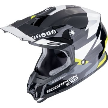 Scorpion VX-16 Evo Air Rod Noir Blanc Jaune Casque Cross