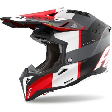 Airoh Aviator 3 Monarch Noir Mat Gris Rouge Casque Motocross