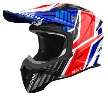 Airoh Aviator Ace 2 Proud Blue Red Gloss Offroad Helmet