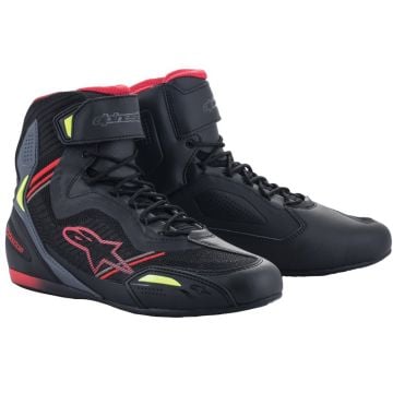 Alpinestars Faster-3 Rideknit Schwarz Rot Gelb Fluo Schuhe