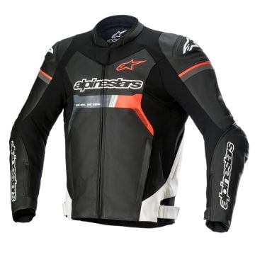 Alpinestars GP Force Leather Jacket Black White Red Fluo