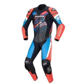 Alpinestars Honda Gp Force Leather Suit Black Bright Red Blue