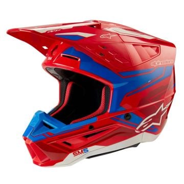 Alpinestars S-M5 Action 2 Helmet Ece 22.06 Bright Red Blue Glossy