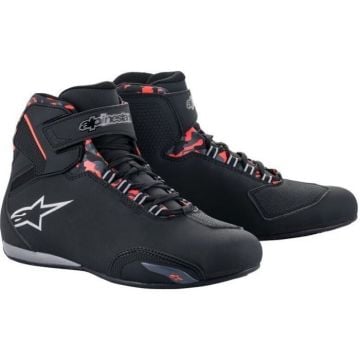 Alpinestars Sektor Waterproof Shoe Black Dark Gray Red Fluo