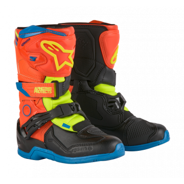 Alpinestars Tech 3S Youth 靴子 橙/荧光/珐琅蓝/荧光黄