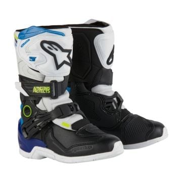 Alpinestars Tech 3S Youth Boots White Black Enamel Blue