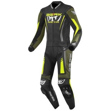 Berik Absolute GP2 Black Green Neon Yellow 2PC Leather Motorcycle Suit