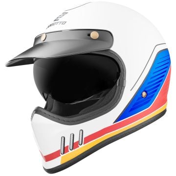 Bogotto FF980 EX-R Caferacer White Red Blue Cross Helmet