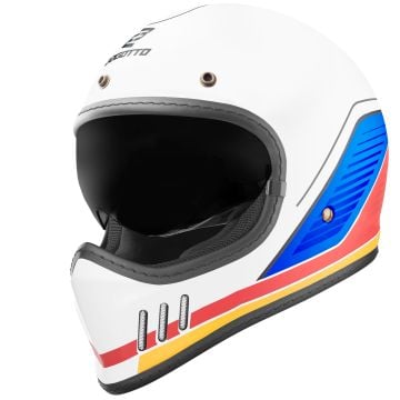 Bogotto FF980 EX-R White Blue Red Cafe Racer Cross Helmet