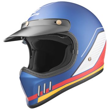 Bogotto FF980 EX-R Caferacer Bleu Rouge Blanc Cross Casque