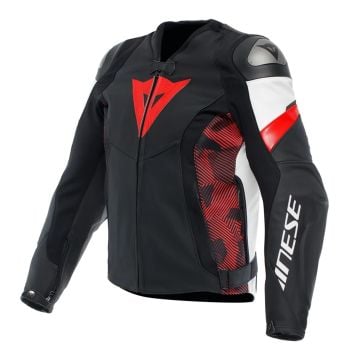 Dainese Avro Leather 5 Jacket Black Red Lava White  