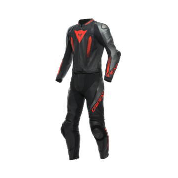 Dainese Laguna Seca 5 2Pcs Leather Suit Black Anthracite Fluo Red