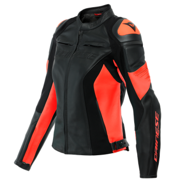 Dainese Racing 4 Lady Leather Schwarz Fluo Rot Jacke