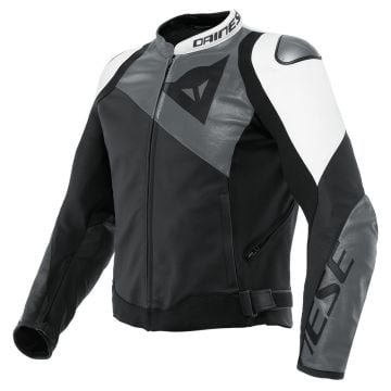 Dainese Sportiva Leather Jacket Black Matt Anthracite White