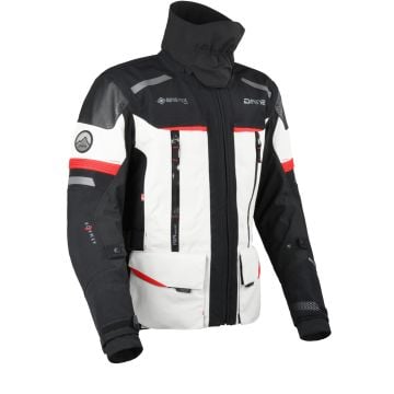 DANE Bornholm Pro Light Grey Black Red Waterproof Textile Jacket