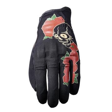 Five Flow Woman Skull&Roses Gloves Black Red