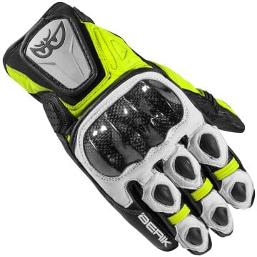 Berik Namib Black White Neon Yellow Motorcycle Gloves