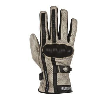 Helstons Eagle Summer Guantes Motorista De Cuero Beige Negro