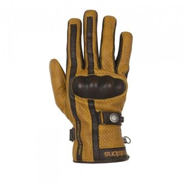 Helstons Eagle Summer Guantes Motorista De Cuero Marron Dorado