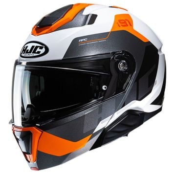 HJC i91 Carst White Orange Modular Helmet