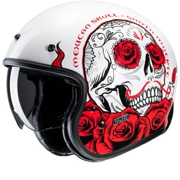 HJC V31 Desto White Red MC1 Open Face Helmet