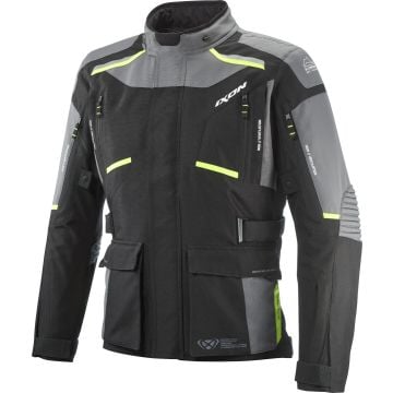 Ixon Midgard Black Grey Bright Yellow Waterproof Textile Motorcycle Jacket