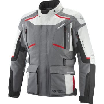 Ixon Midgard Grey Black Red Waterproof Textile Motorcycle Jacket