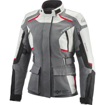 Ixon Midgard Lady Gris Noir Rouge Imperméable Blouson Moto Textile