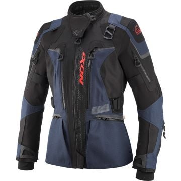 Ixon Odin Lady Marine Noir Bright Rouge Imperméable Blouson Moto Textile