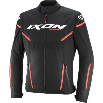 Ixon Striker 2 Black White Red Waterproof Textile Motorcycle Jacket