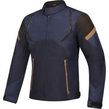 Ixon Striker Retro Black Navy Brown Waterproof Textile Motorcycle Jacket