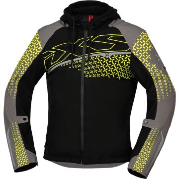 IXS Rapid-STX 1.0 Waterproof Black Grey Yellow Textile Motorcycle Jacket