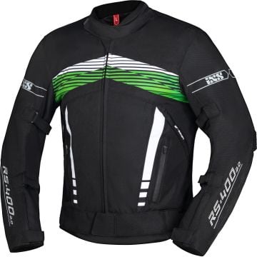 IXS RS-400-ST 3.0 Waterproof Black White Green Textile Motorcycle Jacket