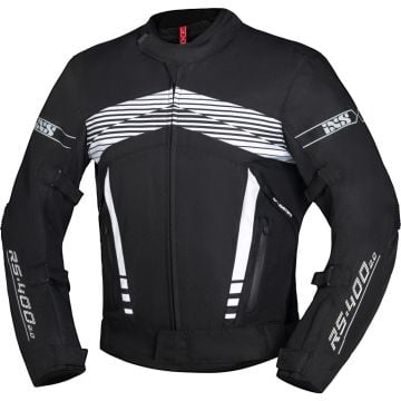 IXS RS-400-ST 3.0 Waterproof Black White Textile Motorcycle Jacket