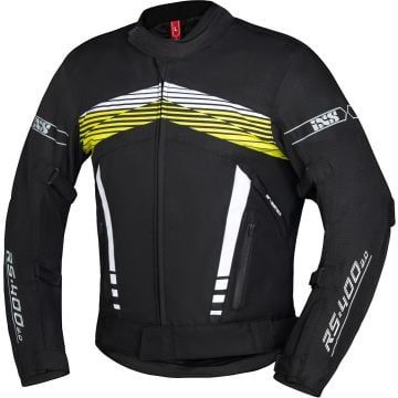 IXS RS-400-ST 3.0 Waterproof Black White Yellow Textile Motorcycle Jacket