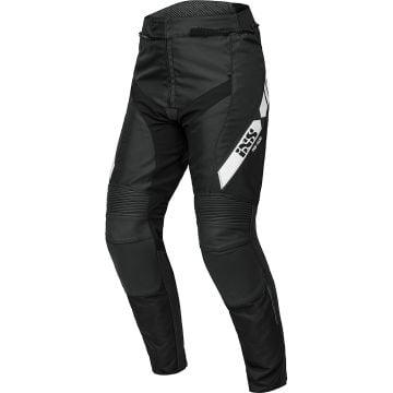 IXS RS-500 1.0 Black White Leather/Textile Motorcycle Pants