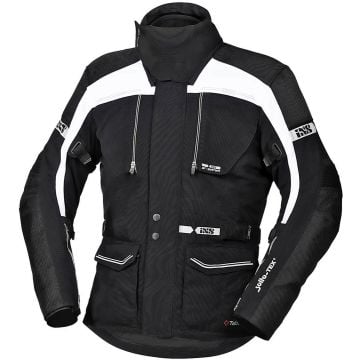 IXS Tour Traveller-ST Black White Textile Motorcycle Jacket