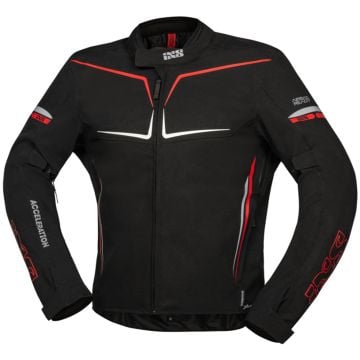 IXS TS-Pro ST+ Waterproof Black Red Textile Motorcycle Jacket