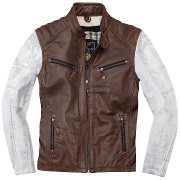 Black-Cafe London Firenze Brown White Leather Jacket