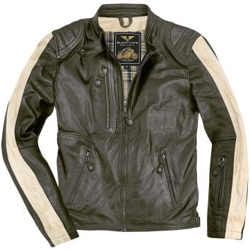 Black-Cafe London Vintage Dark Green Leather Jacket