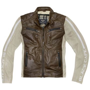 Black-Cafe London Toronto White Dark Brown Leather Jacket