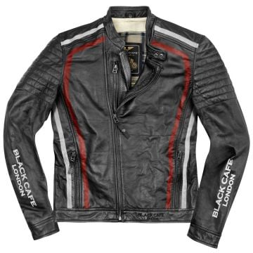 Black-Cafe London Seoul Black White Red Leather Jacket